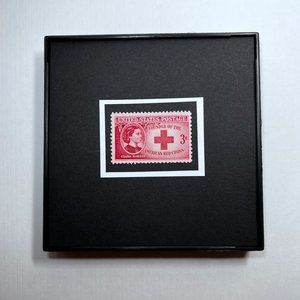 Red Cross Framed Postage Stamp Art 4x4 USA #967